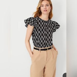 Ann Taylor Petaled Flounce Sleeve Top